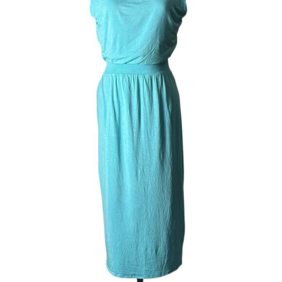 Athleta Santorini Cinch Midi Dress Women's Size XS Gulf Green Turquoise Blue - Picture 8 of 16